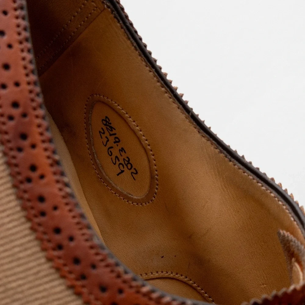 Edward Green Spectator Wingtip Oxford Shoes Brown Tan UK 8.5E US 9E EU 42